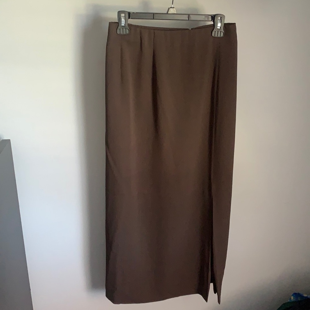 Alex Garfield Brown Ribbed Maxi Skirt